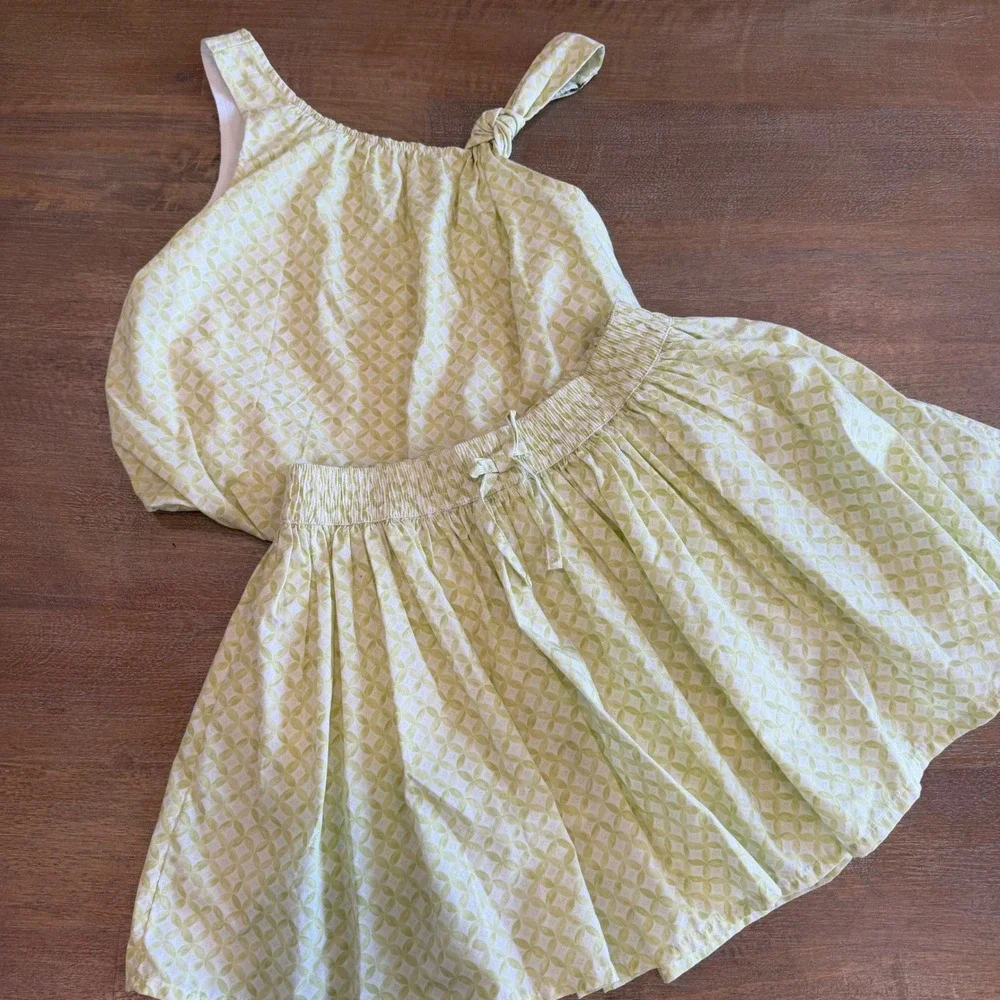 Abercrombie Kids Girls Skort 2 Pc Set Green White Top 9/10 Bottom 11/12 Matching